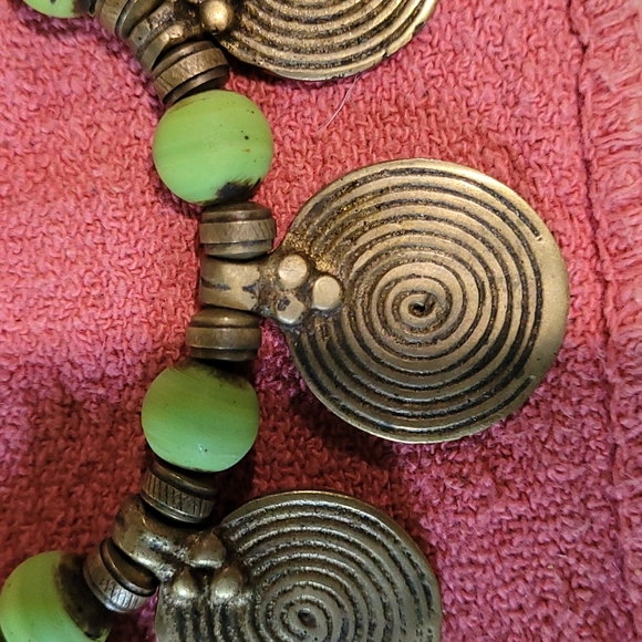 Vintage statement necklace, bone and bead, 25 in - Picture 2 of 4